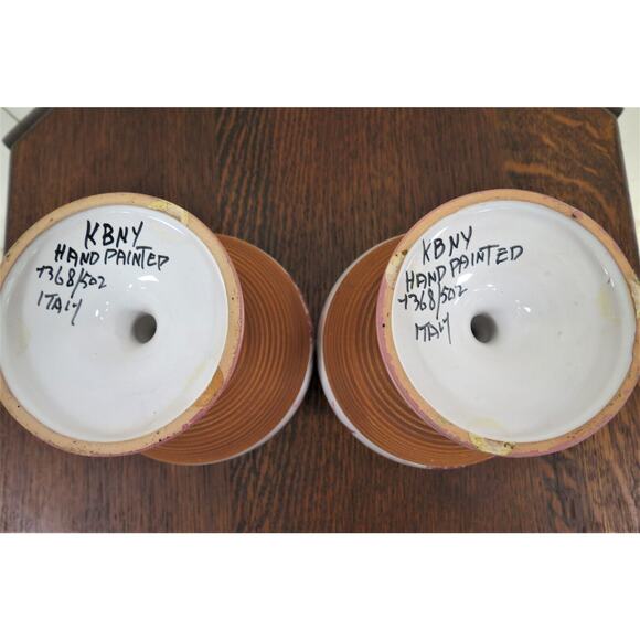 KBNY Italian Mushroom Vases - Two Large Goblets Hand Painted Italy - Picture 6 of 6